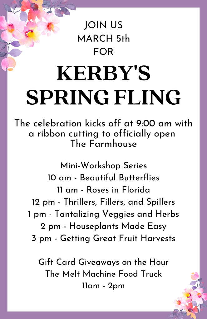 Kerby's Nursery Spring Fling 2022 Information